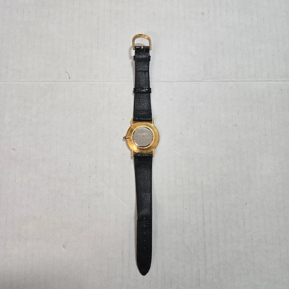 Vintage Diamante CNI Distribution Promo Watch Gold Tone Leather Japan Movt 80s